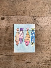 Aceo By Kenna Art Collector Card 2.5”” X 3.5” Fish Painting Original