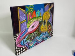 Original Painting New Orleans Artist Troya Musical Instruments