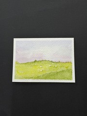 Original Watercolor ACEO Landscape, Sheep “Shepherd’s Pride” signed, dated OOAK