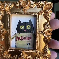 Black Cat,kitty ,cute,funny original miniature painting,small,mini
