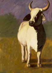 5 X 7 Foot Brahman Cow Painting Original! Oil On Canvas. Artist Garrett May