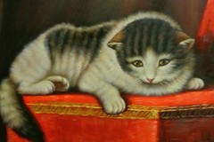 A.Zvereva-Interior with Kittens-Framed Original Oil Painting/Canvas/Hand Signed