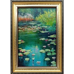 Water Lilies Original Oil Painting 4×6 Framed Signed Pond Landscape Monet Art