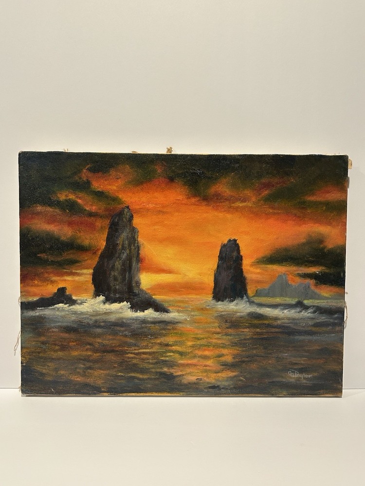 Original Oil Painting Cannon Beach Oregon Coast Painting Seascape Art Signed