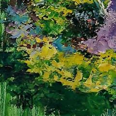 YARY DLUHOS Woman Music Peacock Garden Figure Cello Original Art Oil Painting