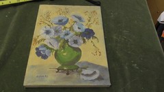 Vintage Signed Oil Painting Floral Pansies M Ward