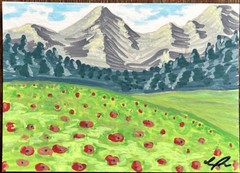 ACEO original art by Emily Beck, Pacific Northwest, Landscape, Acrylic, 2.5×3.5