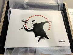 Mrs. Banksy: Flower Thrower (Love), 2021 spray paint on paper