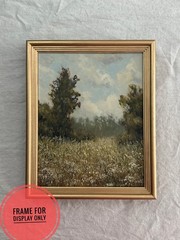 Original Oil Painting Cloudy Sky Summer Field Vintage Landscape Wall Art 8×10