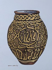 Original Painting Watercolor Vase Painting Celtic Design 14×20 Steve Lebailly