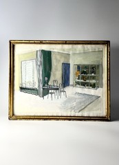 Vintage French Framed Acrylic Painting Shopping Salon – Home Decor