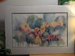 BLOOMING CACTI CACTUS SOUTHWEST WATERCOLOR PAINTING Matted Signed (Moving Sale)