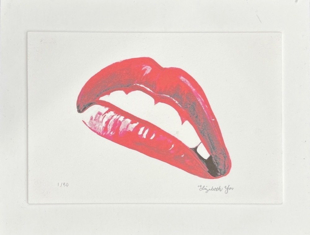 Pink Lips Artist Elizabeth Yao Painting 8.25″ x 10.25″