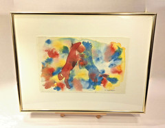 Signed K Kuhlmann Horse Watercolor Painting Framed 17×13 Deckled Paper Art 1990s