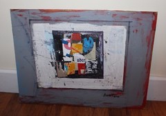 UBER Ronald Ahlstrom Listed Signed Modernist Abstract Expressionist Art Collage