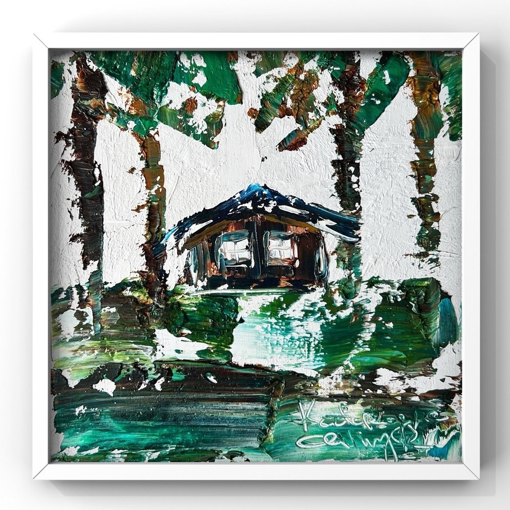 Bahamas Tropical Beach Impasto Oil Painting Palm Tree Cottage Island Wall Decor
