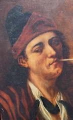 Gustave Courbet, Ornans, Doubs, France, 1819-1877, “Man With A Pipe,” 26×26”