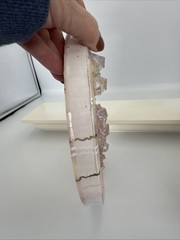 Resin Geode Wall Art 8” Round Geode Inspired Epoxy In Pinks White Gold