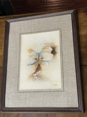 4.75″x6.75″ Butterfly Watercolor by Jerry Seagle Earthtones in 9″x 11.75″ Frame