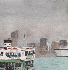 Original Painting in Watercolor „Hong Kong Ferry “ 16″x 12″
