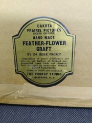 Ida Bisek Prokop (Lot Of 2) Handmade Feather Flower Craft Dakota Prairie Framed