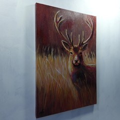 Original Acrylic Painting Majestic Stag Deer Portrait Canvas Wildlife Wall Art