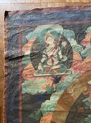 Antique Thangka Rare Large 60” Vintage Mural Size Temple Icon Painting Buddha