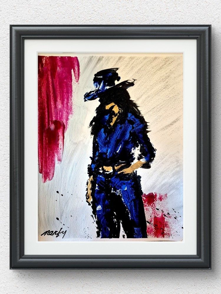 Original Acrylic 11×14 Western Woman Abstract Signed Bold Wall Art Paper P257