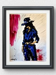 Original Acrylic 11×14 Western Woman Abstract Signed Bold Wall Art Paper P257