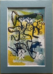 Small abstract painting on watercolor paper