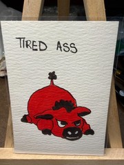ACEO Original Acrylic Painting OOAK Signed (Not A Print) „Tired“ Ass Donkey