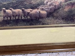 Large Framed George Shalders Signed Print Sheep In Field Landscape 40”x21.5” VTG