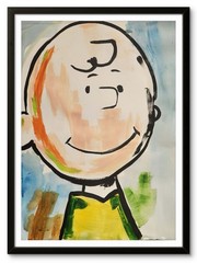 Abstract Charlie Brown Modern Unique Bold Art Acrylic Mixed Media Paper 12X16