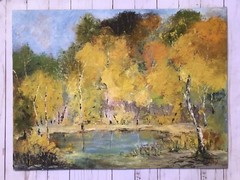 Original Oil Painting Landscape Fall Aspen Trees Autumn By Jay