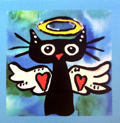 „NEW“ NOT ACEO ANGEL CAT “ 2.5X2.5 ART MAGNET 2000-now