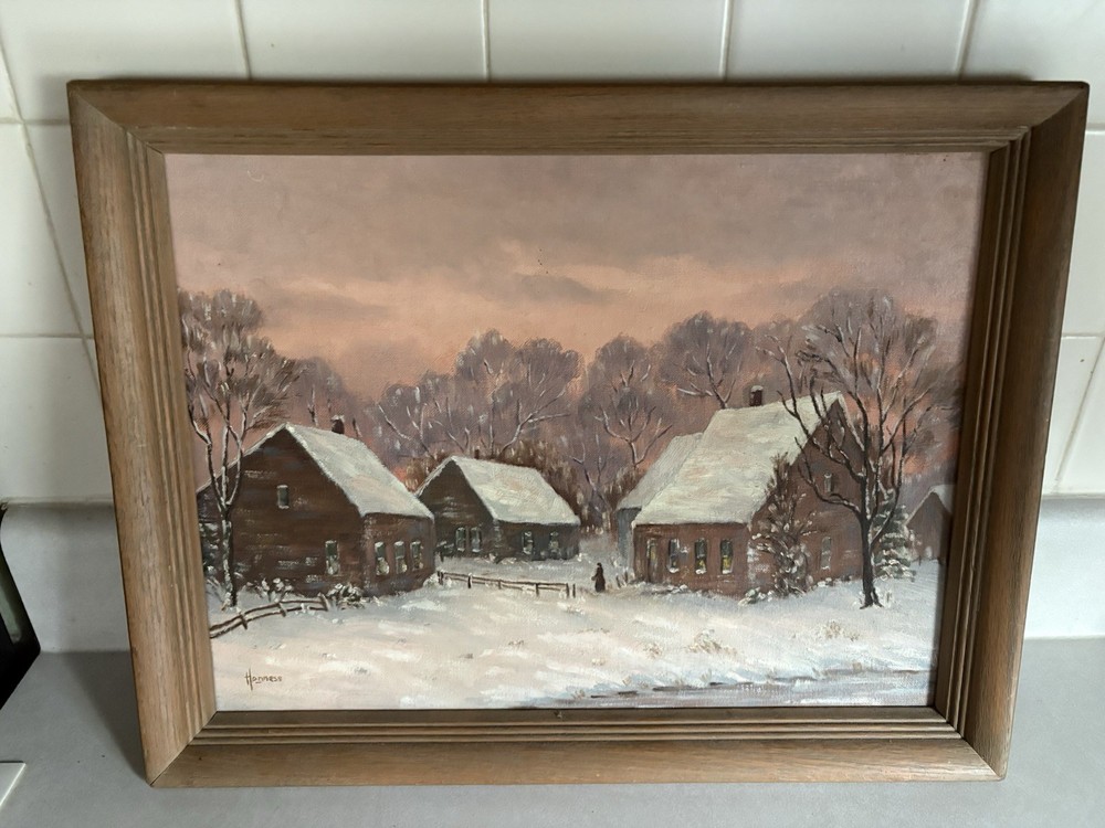 1940’s Signed Oil Painting. When Winter Comes. Framed. Beautiful Piece