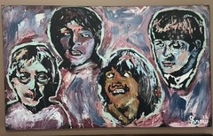 Large 5 Feet X 3 Feet original Beatles oil painting by the artist Snow in 2012