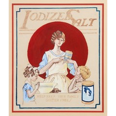 RARE Vintage Morton Iodized Salt Gouache Painting 1920s Illustrated Advertising