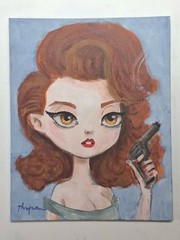 Original Glamour Girl Paintings Thayer Art OOAK 2 8x10s MCM