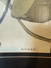 Shirley Novak Pavots Ondule II Oil Painting Print Signed Black Frame 25”x31