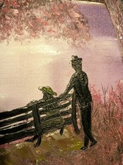 Unique Original Oil 18x24x1&3/8  Landscape  Lake  Park „Peaceful Contemplations“