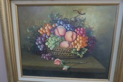 Vintage Oil on Board Painting Signed Iolanda Rizzo 16″ x 20″ Fruit Grape Framed