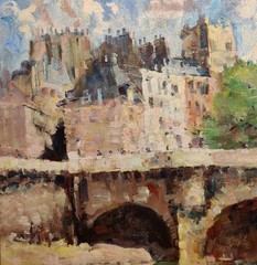 Mogens Vantore (1895-1977): BRIDGE IN PARIS, original oil painting