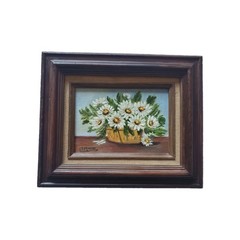 DAISY FLOWERS OIL PAINTING Original ART Still Life SIGNED Framed