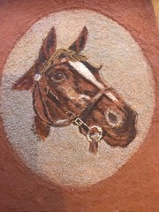 Vintage Horse Art Portrait handmade equestrian tufted textile arts tapestry 50cm