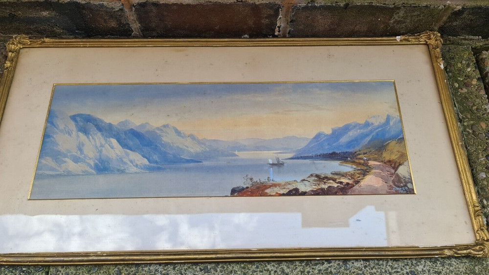 Continental Watercolour C 1827/37 Signed Moia in original Gesso Frame
