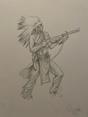Original Fine Art Prisma Pencil Drawing Native American Indian Paper 9×10