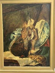 ANTQ British School Still Life With Game Birds O/C Signed M. E. Wood, Dated 1889