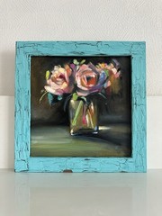 original oil painting, still life , Wall Art, Abstract Roses,20x20cm, Gift