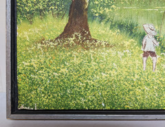 Oil /(Acrylic ?) Painting on Canvas Wood Framed Countryside Scene Signed